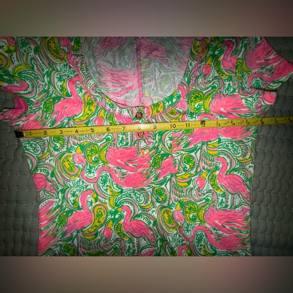 Lilly Pulitzer Palmetto Dress Pima Cotton Womens XSmall Pink Green Flamingo - Picture 2 of 10